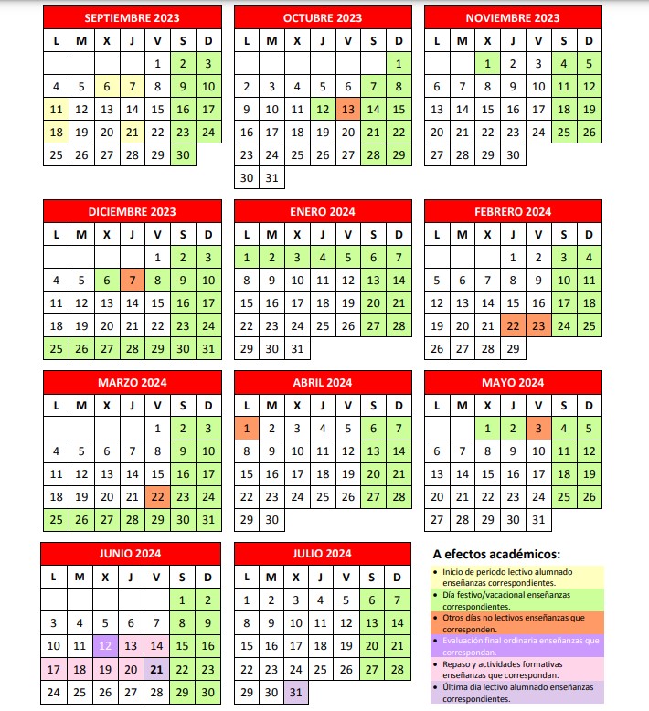 Calendario escolar 2023/2024 en la Comunidad de Madrid